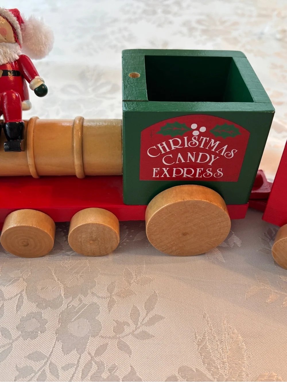 Vtg Kurt S Adler Wooden Candy Train Santa Three Cars 26”